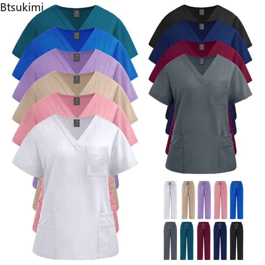 Medical Lab Uniform - زي موحد للممرضات، طقم قميص قصير