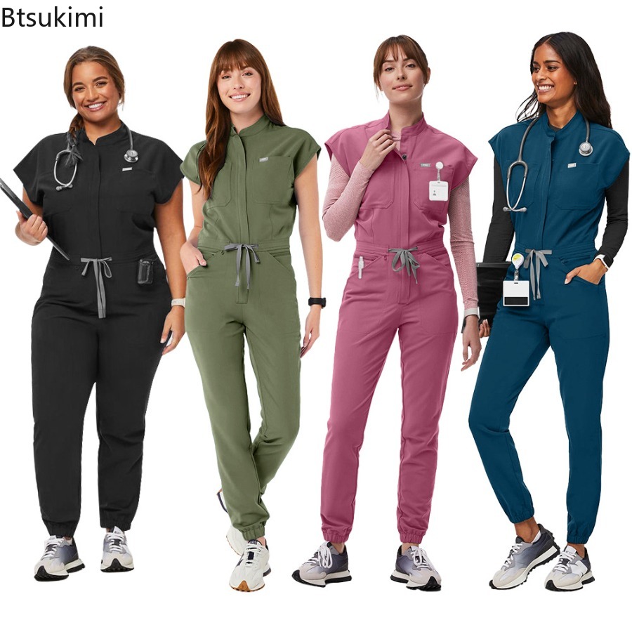 Medical Lab Uniform - زي طبي عصري بسحاب، رومبر للتمريض