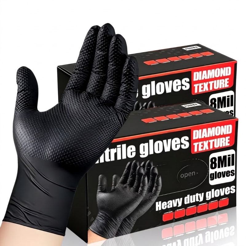 Disposable Gloves Nitrile - قفازات نيتريل صناعية سوداء شديدة التحمل