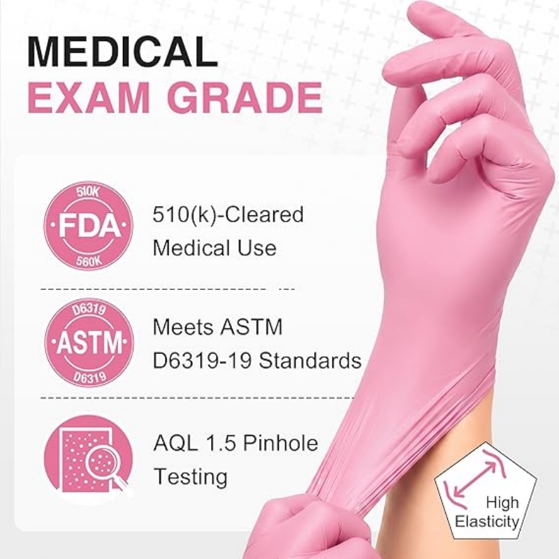قفازات النتريل الوردية للاستخد - مراجعة Disposable Gloves Nitrile وسعره