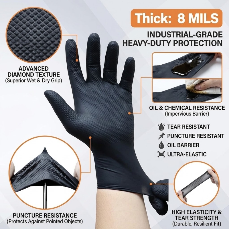 قفازات نيتريل صناعية سوداء شدي - مراجعة Disposable Gloves Nitrile وسعره
