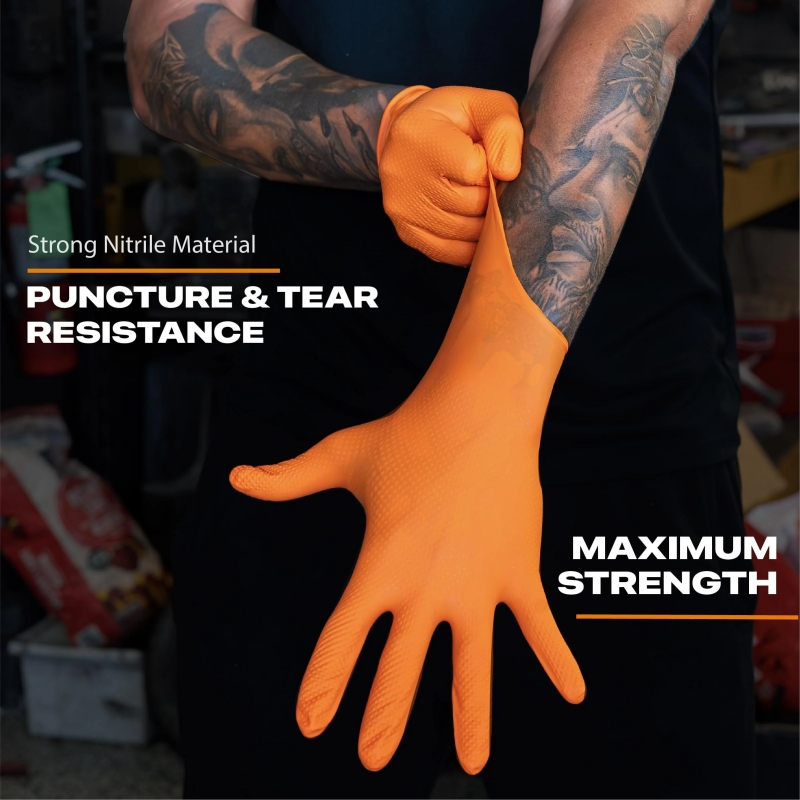 قفازات النتريل البرتقالية شديد - مراجعة Disposable Gloves Nitrile وسعره
